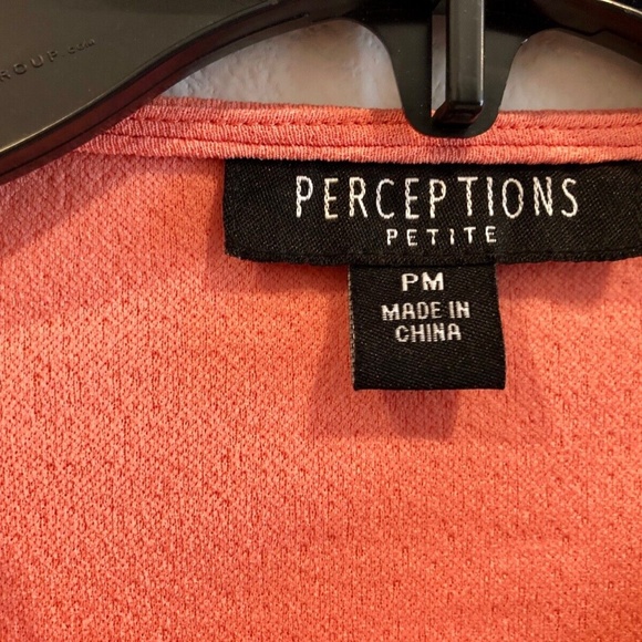 Perceptions Petite Women's 2 Piece Peach Combo Sleeveless Dress & Cardigan PM - Picture 10 of 13